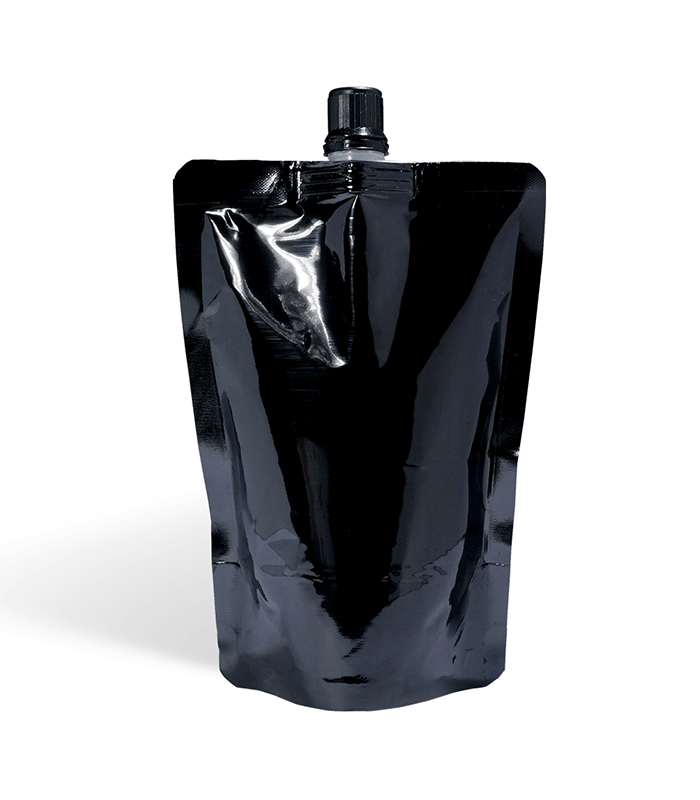 shiny black spout pouch