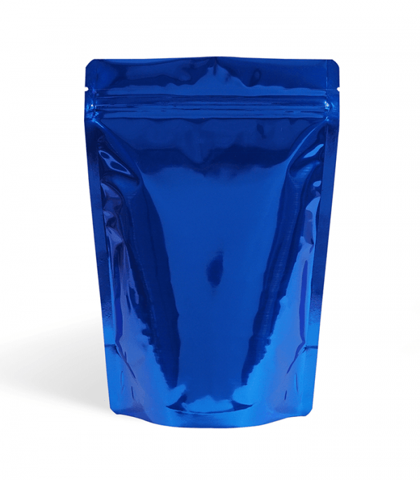 shiny blue stand up pouch
