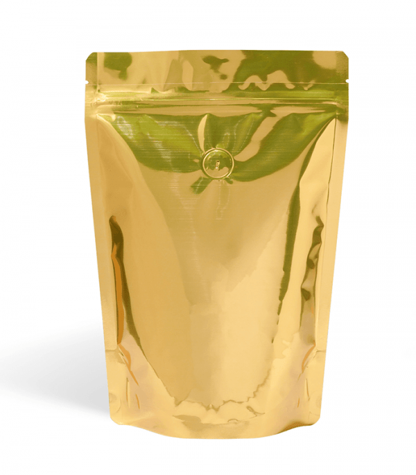 shiny gold foil stand up bag with zipper