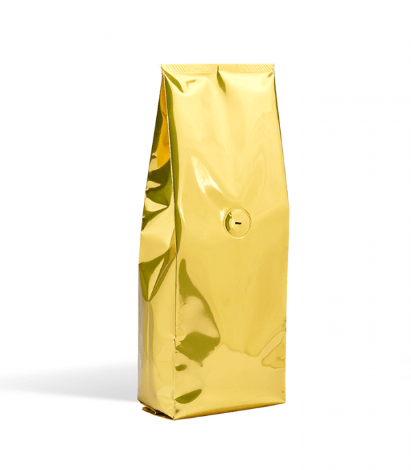 shiny gold flat bottom pouch