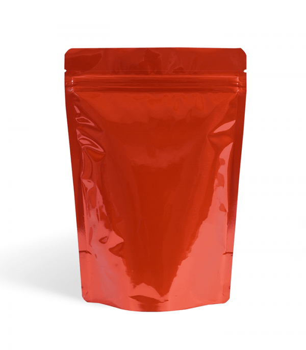 shiny red stand up pouch