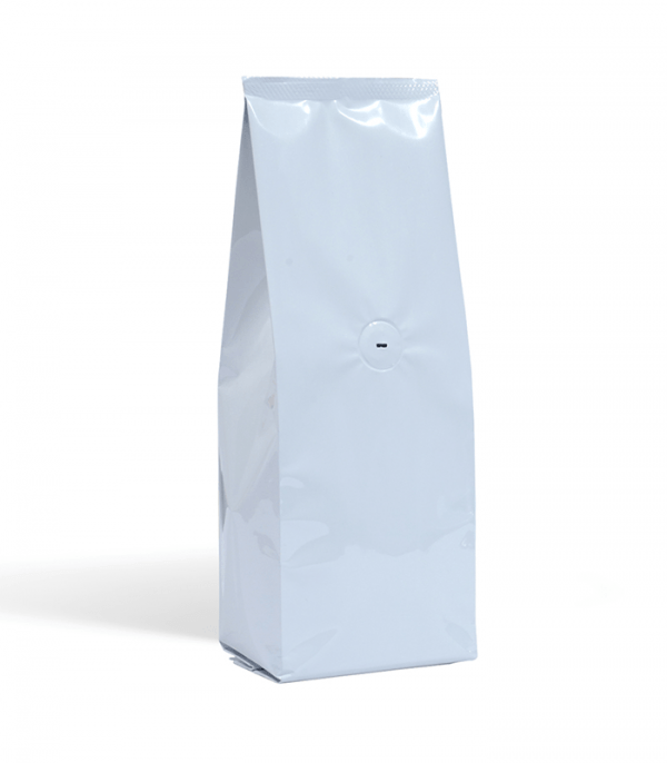 shiny white side gusset bag