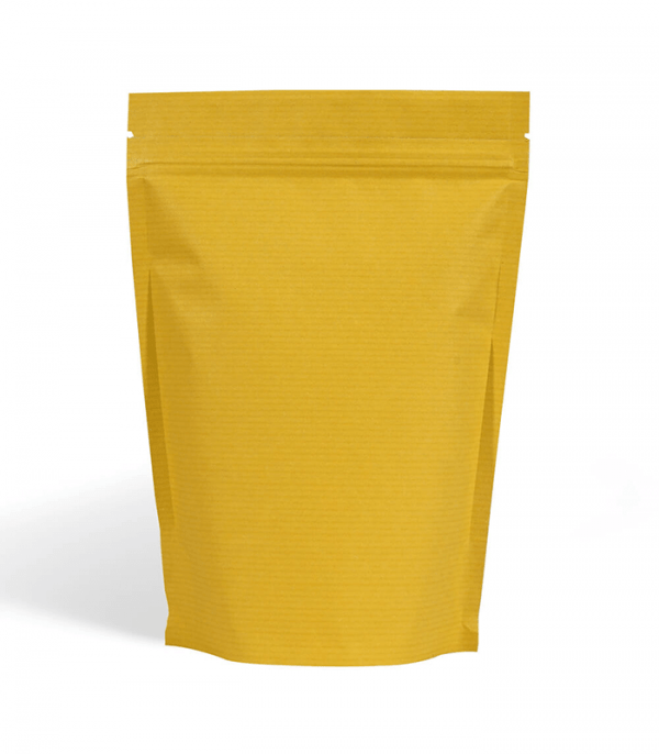yellow striped stand up pouch