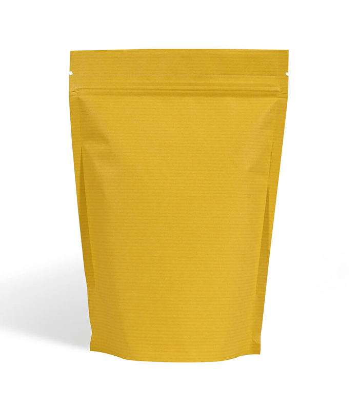 yellow striped stand up pouch